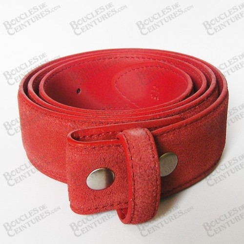 CEINTURE CUIR DE VACHETTE D'ASPECT VELOURS DE COULEUR ROUGE CEINTURE CUIR DE VACHETTE D'ASPECT VELOURS DE COULEUR ROUGE